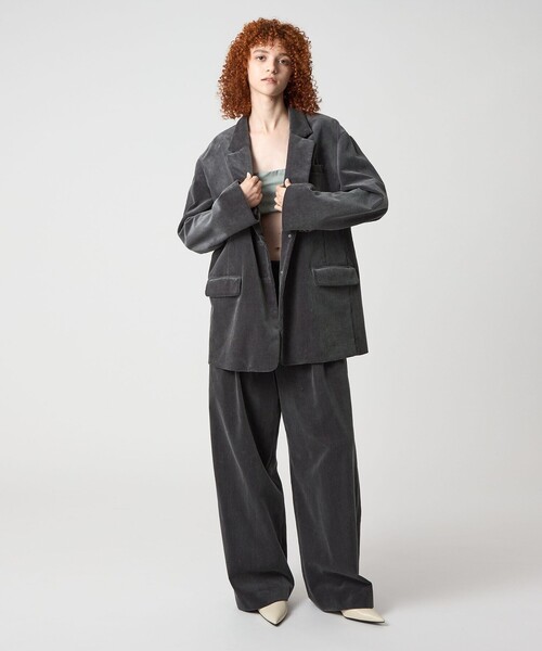  コットンコーデュロイジャケット セットアップ対応】2WAYトリコットコーデュロイノッチドラペルシングル