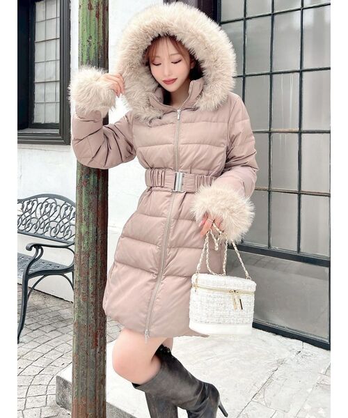 RESEXXY フード付きダウンコート　ベージュ リゼクシー RESEXXY フード付ダウンコート （ベージュ