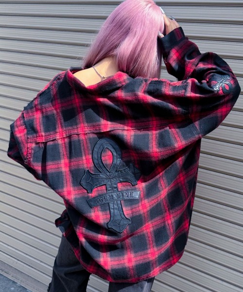 A'GEM/9 × .kom 『A'GEM/9/エージェムナイン』PUパッチチェックシャツ