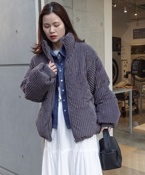 CORNERS（コーナーズ）の「ワイドコールスタンドブルゾン（ダウンジャケット/コート・レディース・チャコールグレー/ブラック・M）」の2枚目の写真