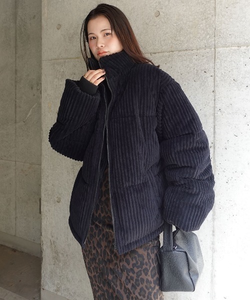 CORNERS（コーナーズ）の「ワイドコールスタンドブルゾン（ダウンジャケット/コート・レディース・チャコールグレー/ブラック・M）」の18枚目の写真