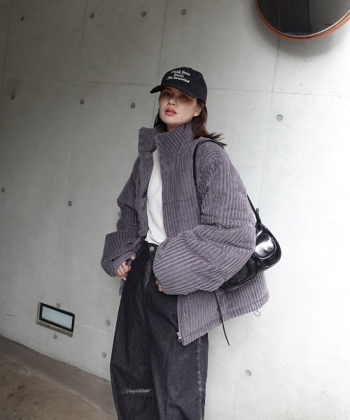 CORNERS（コーナーズ）の「ワイドコールスタンドブルゾン（ダウンジャケット/コート・レディース・チャコールグレー/ブラック・M）」の4枚目の写真