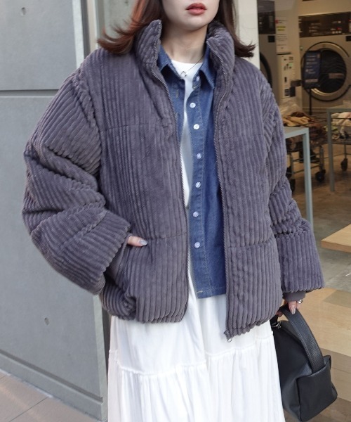 CORNERS（コーナーズ）の「ワイドコールスタンドブルゾン（ダウンジャケット/コート・レディース・チャコールグレー/ブラック・M）」の3枚目の写真