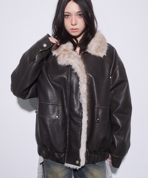 ファードッキングレザーブルゾン（ブルゾン）｜ENVYM（アンビー）の