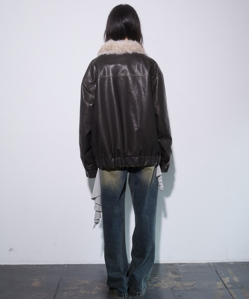 ENVYM（アンビー）の「ファードッキングレザーブルゾン（ブルゾン・レディース・ブラウン/ブラック・FREE）」の13枚目の写真