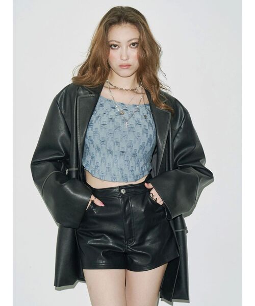 EVRIS（エヴリス）の「ダメージカットクロップドロンＴ（Tシャツ/カットソー・レディース・ホワイト/ブルー/ブラック・FREE）」の21枚目の写真