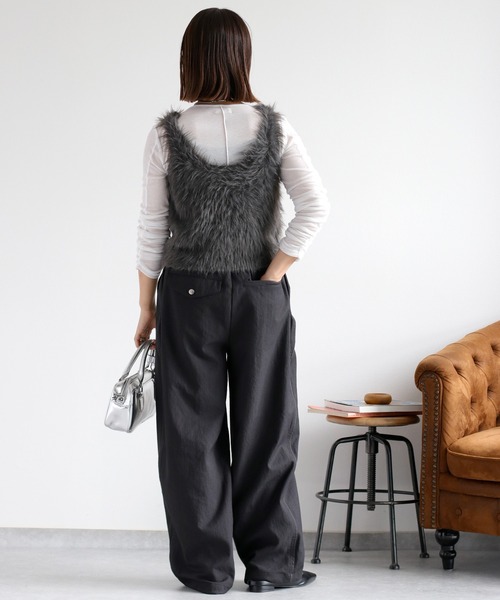 cepo(セポ)の「〈遮熱・保温 / UVカット / イージーケア〉ECOFINE タックトラウザーイージーパンツ(その他パンツ・レディース・チャコール/キャメル/ブラック・S/M)」の22枚目の写真