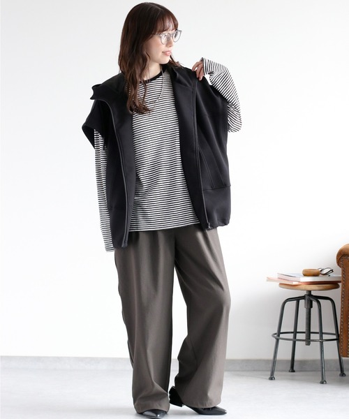 cepo(セポ)の「〈遮熱・保温 / UVカット / イージーケア〉ECOFINE タックトラウザーイージーパンツ(その他パンツ・レディース・チャコール/キャメル/ブラック・S/M)」の17枚目の写真
