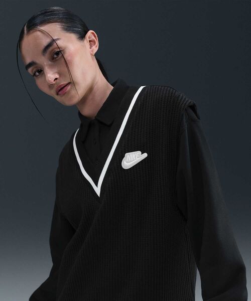 NIKE（ナイキ）の「ナイキ スポーツウェア ウィメンズ ワッフルニット ベスト / Nike Sportswear Women's Waffle-Knit Vest IM7483-010 Black（ベスト・レディース・ブラック・S/M/L/XS/XL）」の6枚目の写真