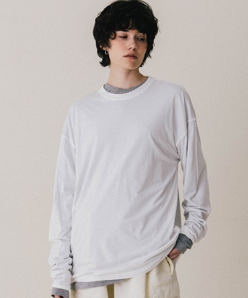 CREDONA(クレドナ)の「【THE C】 OVER L/S TEE/オーバーロングスリーブティー(Tシャツ/カットソー・レディース・ブラック/グレー/ブラウン/ホワイト・FREE)」の2枚目の写真