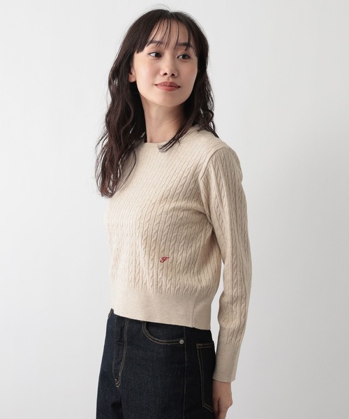 FOUND GOOD（ファウンドグッド）の「miniケーブルニット（ニット/セーター・レディース・ベージュ/イエロー系8/ブラック・L/M）」の6枚目の写真