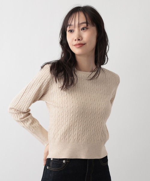 FOUND GOOD（ファウンドグッド）の「miniケーブルニット（ニット/セーター・レディース・ベージュ/イエロー系8/ブラック・L/M）」の7枚目の写真