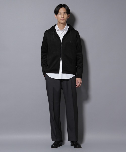 NANO universe（ナノユニバース）の「フェイクスエードZIPフーディー 長袖（パーカー・メンズ・ブラック/チャコール/グレー系その他4/アイボリー・L/M/S/XL）」の15枚目の写真