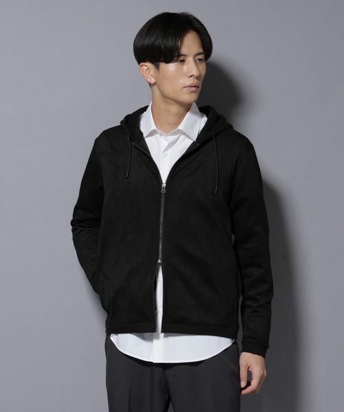 NANO universe（ナノユニバース）の「フェイクスエードZIPフーディー 長袖（パーカー・メンズ・ブラック/チャコール/グレー系その他4/アイボリー・L/M/S/XL）」の18枚目の写真