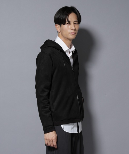 NANO universe（ナノユニバース）の「フェイクスエードZIPフーディー 長袖（パーカー・メンズ・ブラック/チャコール/グレー系その他4/アイボリー・L/M/S/XL）」の17枚目の写真