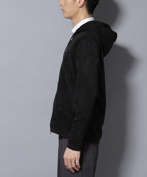 NANO universe（ナノユニバース）の「フェイクスエードZIPフーディー 長袖（パーカー・メンズ・ブラック/チャコール/グレー系その他4/アイボリー・L/M/S/XL）」の11枚目の写真