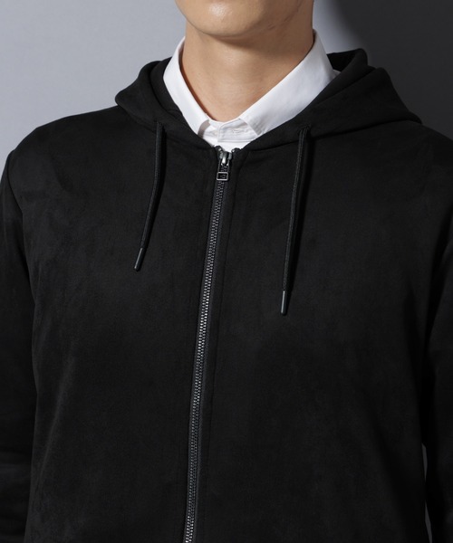NANO universe（ナノユニバース）の「フェイクスエードZIPフーディー 長袖（パーカー・メンズ・ブラック/チャコール/グレー系その他4/アイボリー・L/M/S/XL）」の9枚目の写真