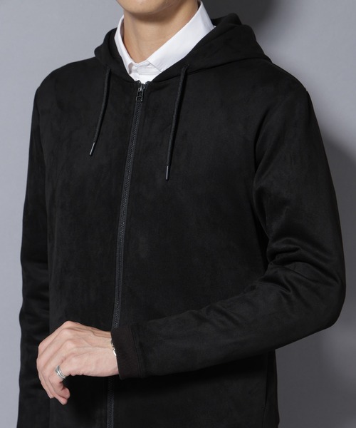 NANO universe（ナノユニバース）の「フェイクスエードZIPフーディー 長袖（パーカー・メンズ・ブラック/チャコール/グレー系その他4/アイボリー・L/M/S/XL）」の8枚目の写真