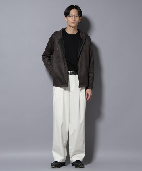 NANO universe（ナノユニバース）の「フェイクスエードZIPフーディー 長袖（パーカー・メンズ・ブラック/チャコール/グレー系その他4/アイボリー・L/M/S/XL）」の21枚目の写真