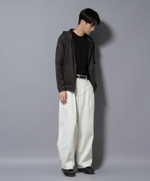 NANO universe（ナノユニバース）の「フェイクスエードZIPフーディー 長袖（パーカー・メンズ・ブラック/チャコール/グレー系その他4/アイボリー・L/M/S/XL）」の19枚目の写真