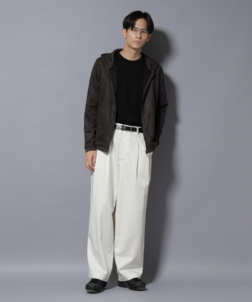 NANO universe（ナノユニバース）の「フェイクスエードZIPフーディー 長袖（パーカー・メンズ・ブラック/チャコール/グレー系その他4/アイボリー・L/M/S/XL）」の22枚目の写真