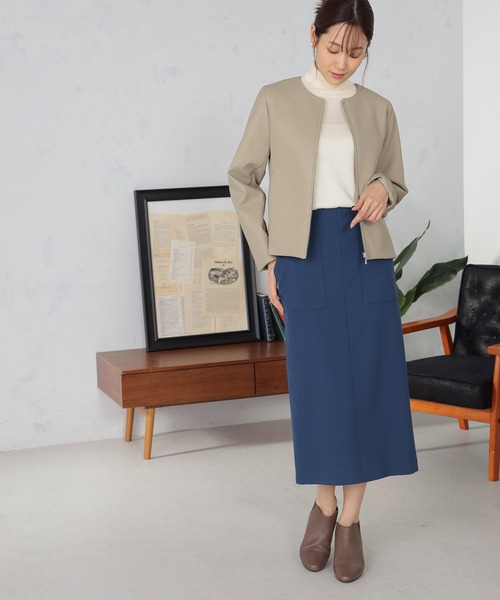 GALLORIA（ギャローリア）の「フェイクレザー　ノーカラージャケット（ノーカラージャケット・レディース・ベージュ/ブラウン・S/M/L/LL）」の7枚目の写真