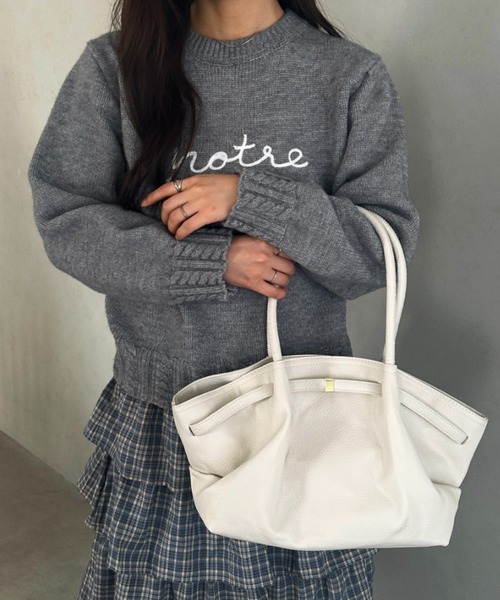 MYMOOD.(マイムード)の「【500mlペットボトル収納可能】PUタックトートバッグ(ハンドバッグ・レディース・ブラック/アイボリー/ワインレッド/ブラウン・FREE)」の9枚目の写真