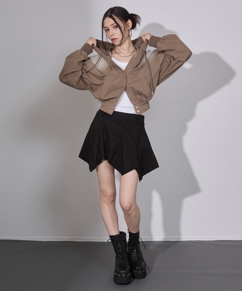 ENVYM（アンビー）の「ウォッシュドショートパーカー（パーカー・レディース・ブラウン/ブラック・FREE）」の7枚目の写真