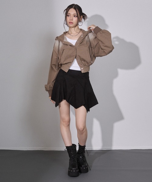 ENVYM（アンビー）の「ウォッシュドショートパーカー（パーカー・レディース・ブラウン/ブラック・FREE）」の8枚目の写真