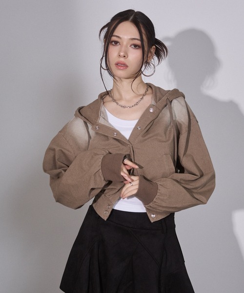 ENVYM（アンビー）の「ウォッシュドショートパーカー（パーカー・レディース・ブラウン/ブラック・FREE）」の14枚目の写真