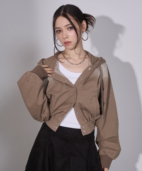 ENVYM（アンビー）の「ウォッシュドショートパーカー（パーカー・レディース・ブラウン/ブラック・FREE）」の15枚目の写真