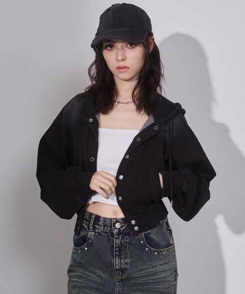 ENVYM（アンビー）の「ウォッシュドショートパーカー（パーカー・レディース・ブラウン/ブラック・FREE）」の21枚目の写真