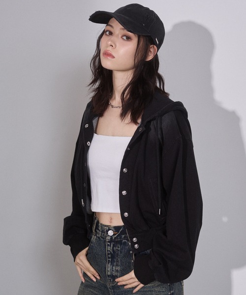 ENVYM（アンビー）の「ウォッシュドショートパーカー（パーカー・レディース・ブラウン/ブラック・FREE）」の11枚目の写真