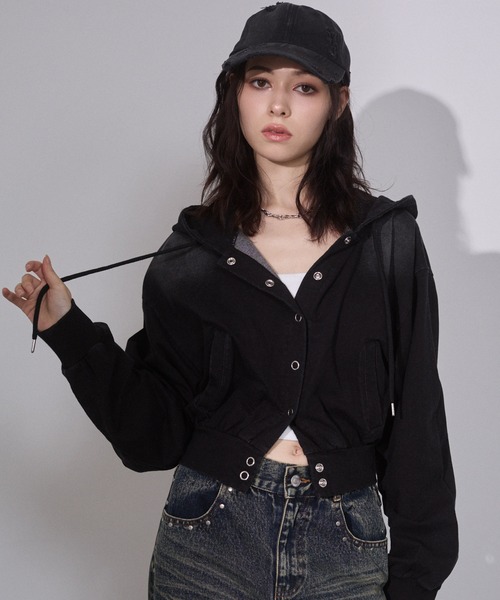 ENVYM（アンビー）の「ウォッシュドショートパーカー（パーカー・レディース・ブラウン/ブラック・FREE）」の18枚目の写真