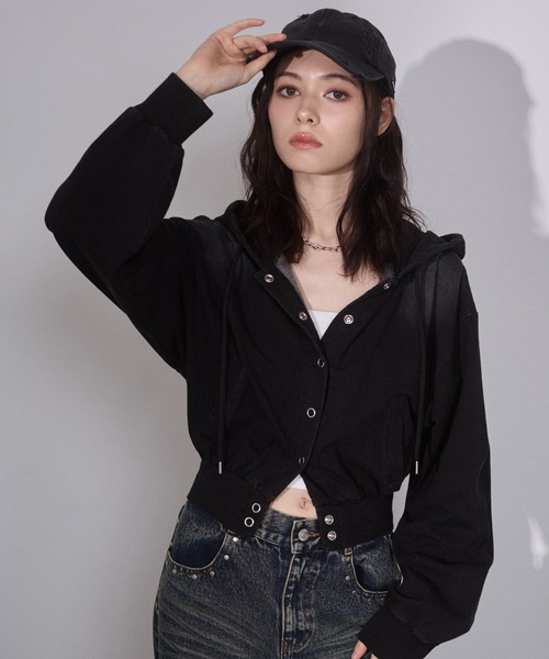 ENVYM（アンビー）の「ウォッシュドショートパーカー（パーカー・レディース・ブラウン/ブラック・FREE）」の19枚目の写真