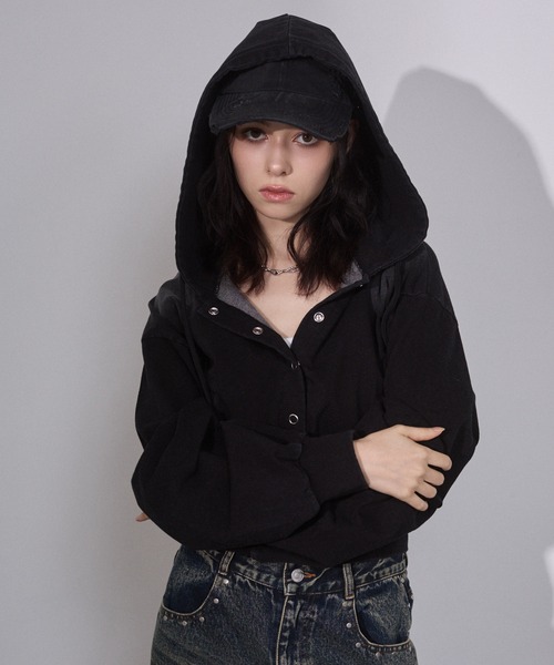 ENVYM（アンビー）の「ウォッシュドショートパーカー（パーカー・レディース・ブラウン/ブラック・FREE）」の17枚目の写真