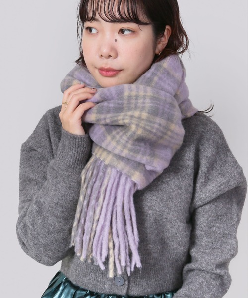 CONTROL FREAK（コントロールフリーク）の「CONTROL FREAK(コントロールフリーク)シャギーチェックマフラー（マフラー・レディース・ブラウン/ブルー/パープル・FREE）」の3枚目の写真