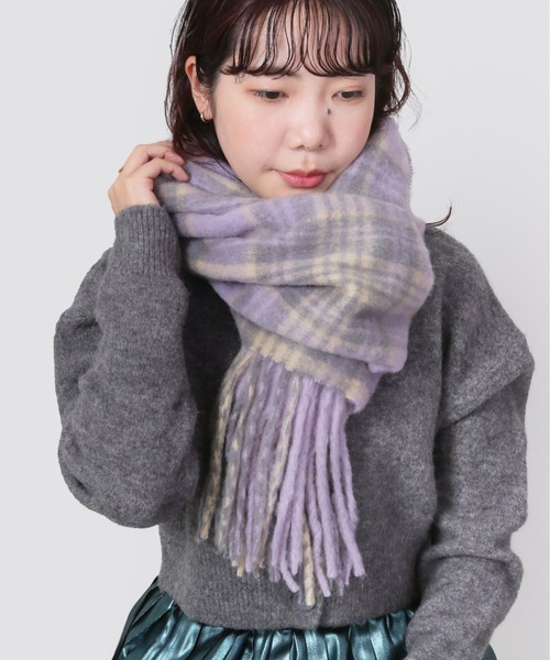 CONTROL FREAK（コントロールフリーク）の「CONTROL FREAK(コントロールフリーク)シャギーチェックマフラー（マフラー・レディース・ブラウン/ブルー/パープル・FREE）」の11枚目の写真