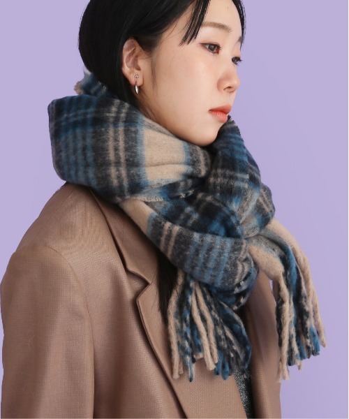 CONTROL FREAK（コントロールフリーク）の「CONTROL FREAK(コントロールフリーク)シャギーチェックマフラー（マフラー・レディース・ブラウン/ブルー/パープル・FREE）」の13枚目の写真