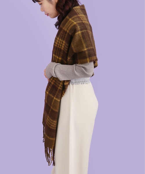 CONTROL FREAK（コントロールフリーク）の「CONTROL FREAK(コントロールフリーク)シャギーチェックマフラー（マフラー・レディース・ブラウン/ブルー/パープル・FREE）」の8枚目の写真