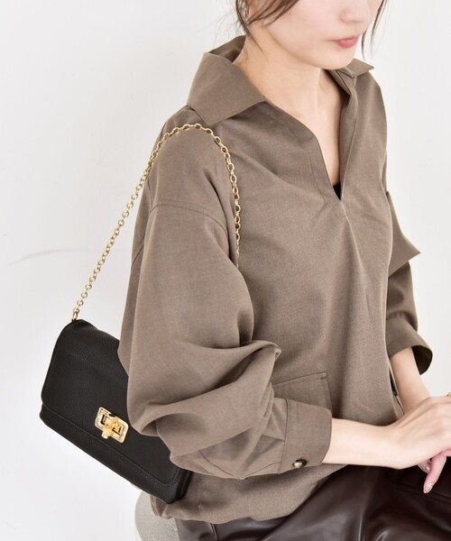 quaranciel:〈洗濯機可能〉ポケット ドロスト スキッパー プルオーバー