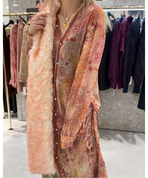 IRENENNE(アイレネ)の「ギャザードレスw/フローラル&ミネラルプリント / Gathered Dressw/Floral&Mineral Print(ワンピース・レディース・ブラウン/ライトピンク・36/38)」の2枚目の写真