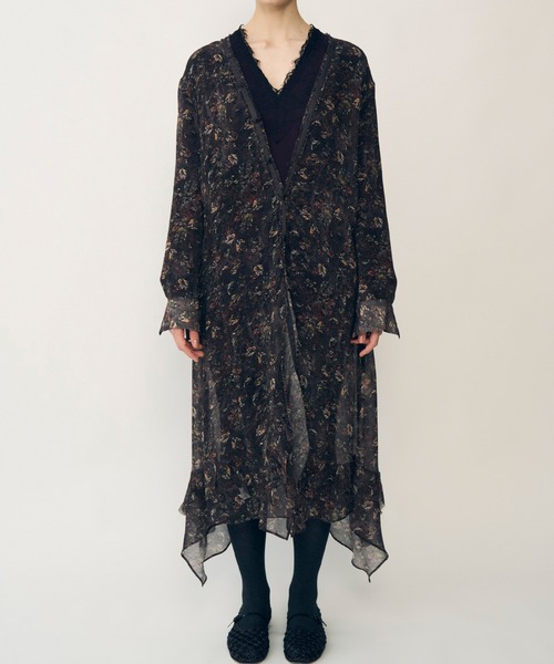 IRENENNE(アイレネ)の「ギャザードレスw/フローラル&ミネラルプリント / Gathered Dressw/Floral&Mineral Print(ワンピース・レディース・ブラウン/ライトピンク・36/38)」の7枚目の写真