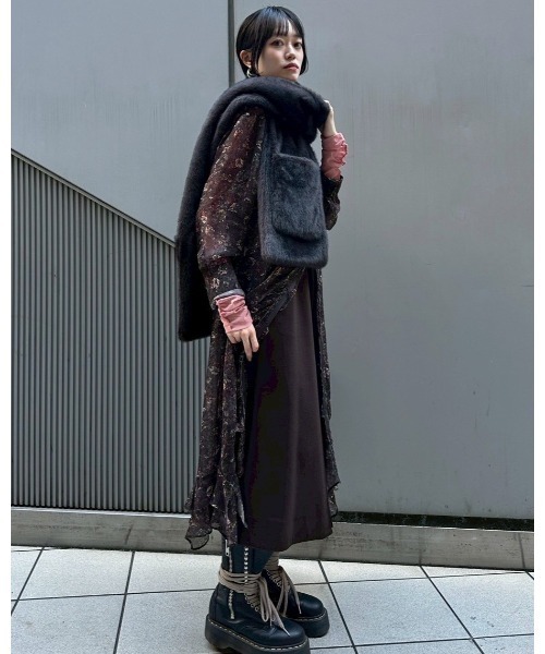 IRENENNE(アイレネ)の「ギャザードレスw/フローラル&ミネラルプリント / Gathered Dressw/Floral&Mineral Print(ワンピース・レディース・ブラウン/ライトピンク・36/38)」の10枚目の写真