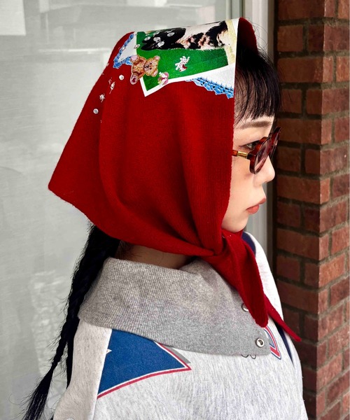 HEY!MrsROSE（ヘイミセスローズ）の「HEY! Mrs ROSE(ヘイ！ミセスローズ)HEY!コラージュストール（ストール/ショール・レディース・ブラック/グレー/ブルー/レッド・FREE）」の4枚目の写真