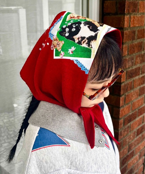 HEY!MrsROSE（ヘイミセスローズ）の「HEY! Mrs ROSE(ヘイ！ミセスローズ)HEY!コラージュストール（ストール/ショール・レディース・ブラック/グレー/ブルー/レッド・FREE）」の11枚目の写真