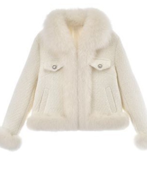 deux amour（ドゥーザムール）の「ファー付きツイードコート（その他アウター・レディース・ホワイト/ブラック・FREE）」の9枚目の写真