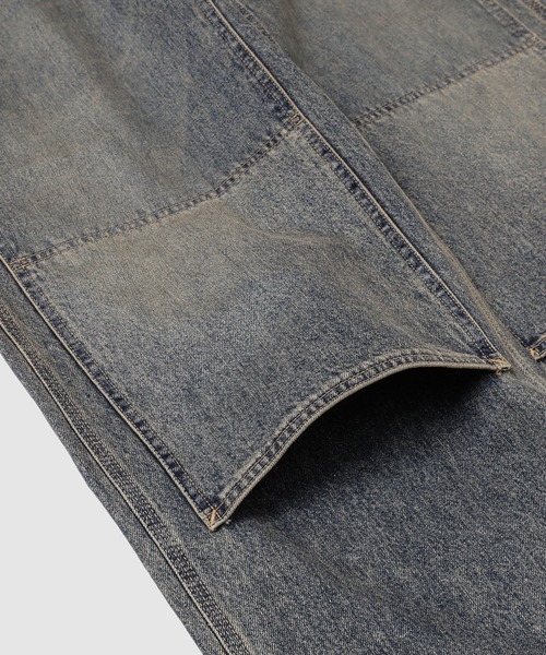 DAIRIKU（ダイリク）の「Vintage Washed Painter Denim Wide Pants（デニムパンツ・メンズ・ブラック/インディゴブルー・29(M)/31(L)/27(S)）」の15枚目の写真