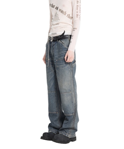 DAIRIKU（ダイリク）の「Vintage Washed Painter Denim Wide Pants（デニムパンツ・メンズ・ブラック/インディゴブルー・29(M)/31(L)/27(S)）」の6枚目の写真