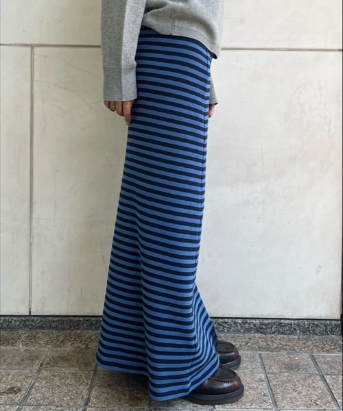 Oriens JOURNAL STANDARD（オリエンス ジャーナルスタンダード）の「《追加2》ボーダープリントスカート（スカート・レディース・ブラック/ブルー系その他・FREE）」の6枚目の写真